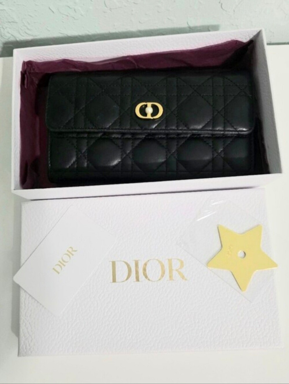 Dior Black Quilted Leather Wallet with Gold-Tone Hardware - Picture 1 of 8